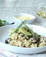 Ризотто с грибами, цукини и беконом