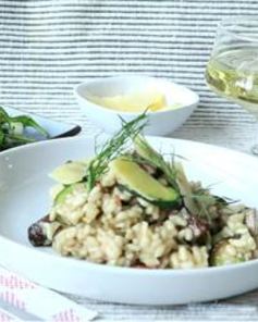 Ризотто с грибами, цукини и беконом