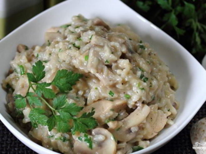 Рецепт ризотто с курицей и грибами