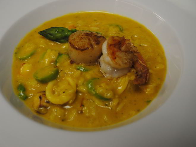 Рецепт ризотто с морепродуктами и спаржей