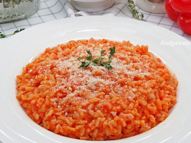 Рецепт ризотто с печеным болгарским перцем