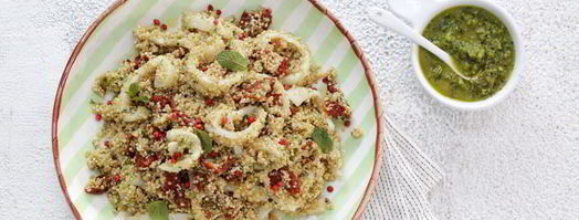 кальмары с киноа и заправкой из зеленой фасоли. Шаг 6