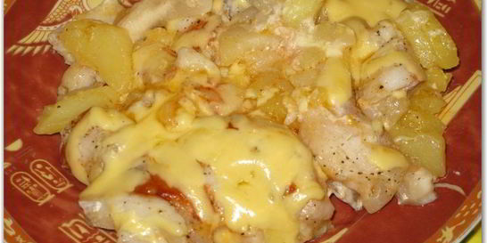 Пангасиус с картошкой в духовке