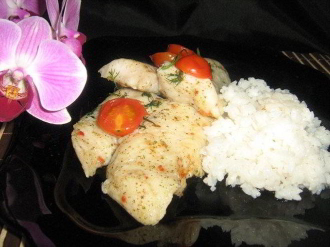 Рецепт запеченной в пакете рыба с помидорами черри