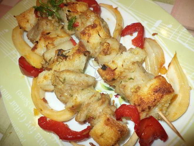 Рецепт хрустящих шашлычков с рыбкой