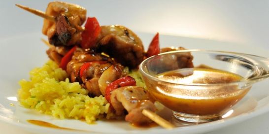 Куриные шашлычки в мандариновом соусе