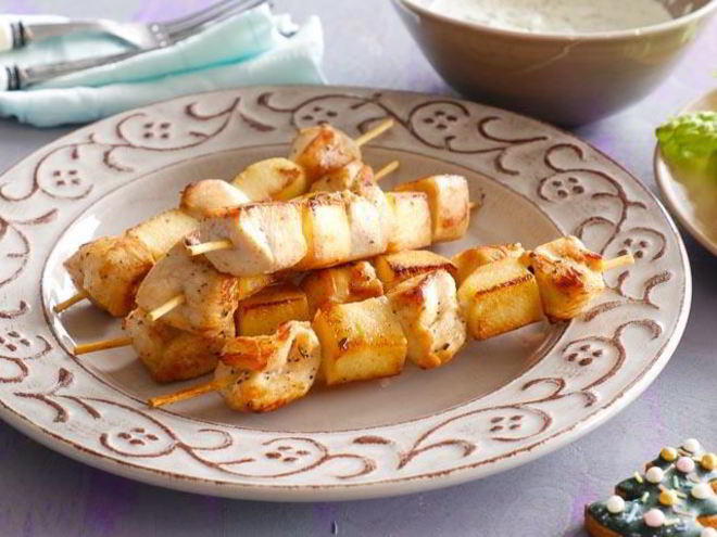 Рецепт шашлычков из куриной грудки с яблоком