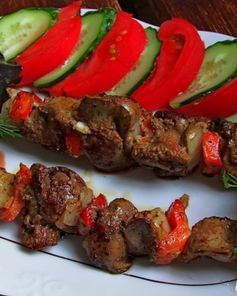 Шашлычки из куриной печени