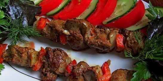 Шашлычки из куриной печени