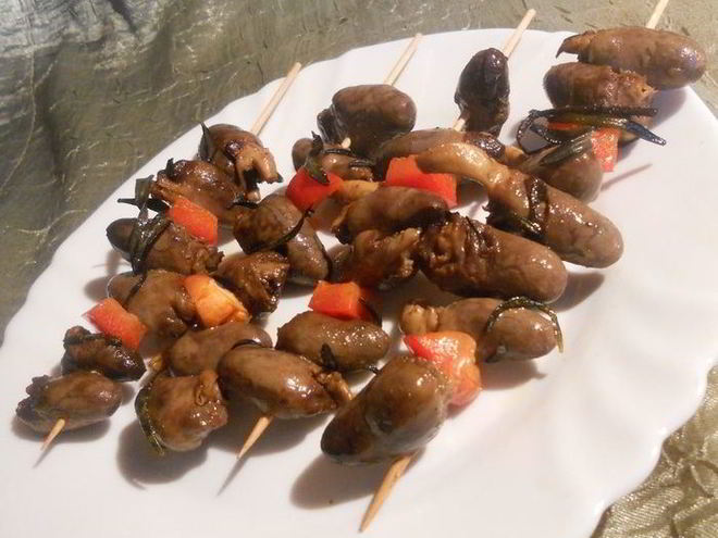 Рецепт шашлычков из куриных сердечек