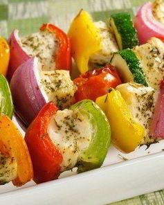 Шашлык из маринованной курицы и цукини