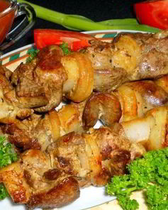 Шашлык из печени на сковороде