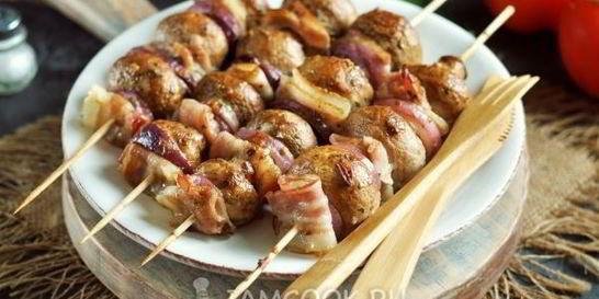 Шашлык из шампиньонов в духовке