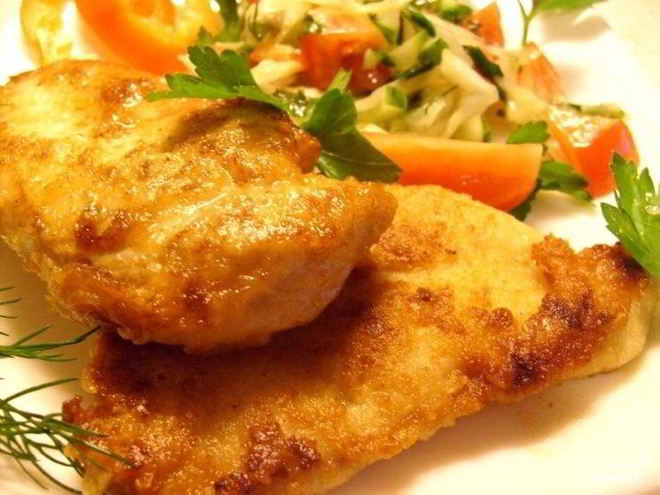 Рецепт куриного шницеля с сыром