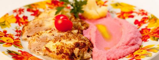 пюре из цветной капусты с оригинальным свиным шницелем. Шаг 7