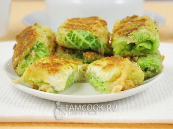 Рецепт шницеля из савойской капусты с сырной начинкой