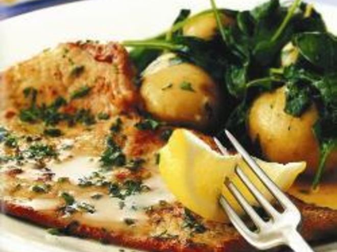 Рецепт шницеля из телятины с картофелем и шпинатом