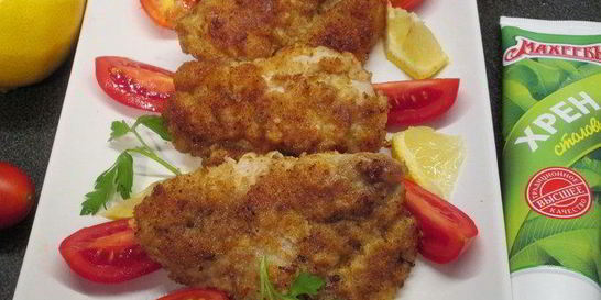 Венский шницель в кляре с хреном по-русски