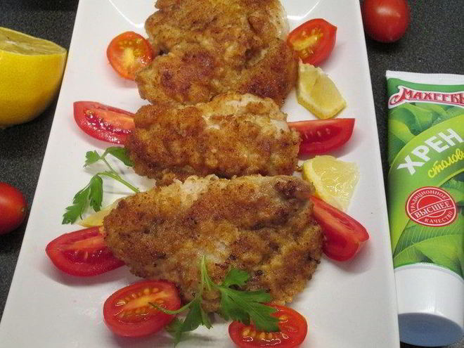 Рецепт венского шницеля в кляре с хреном по-русски