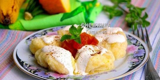 Ленивые вареники с бананом и кабачком