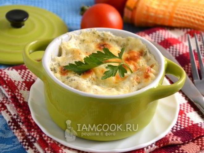 Рецепт вареников с картофелем, запеченные под сырной корочкой