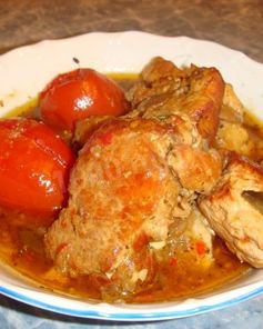 Жаркое из свинины с грибами и баклажанами