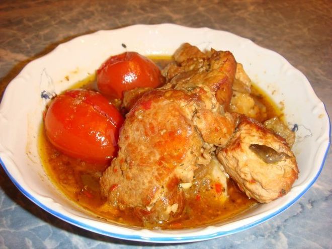 Рецепт жаркого из свинины с грибами и баклажанами