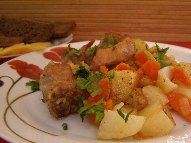 Рецепт жаркого со свиными ребрышками