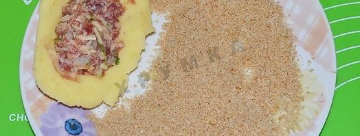 картофельные зразы в духовке с мясным фаршем и сыром. Шаг 6