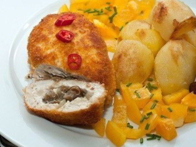 Рецепт зраз из куриного филе с шампиньонами