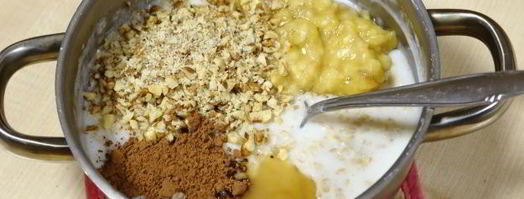 геркулесовая каша с бананом и орехами. Шаг 8