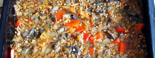 гречка с грибами и овощами в духовке. Шаг 10