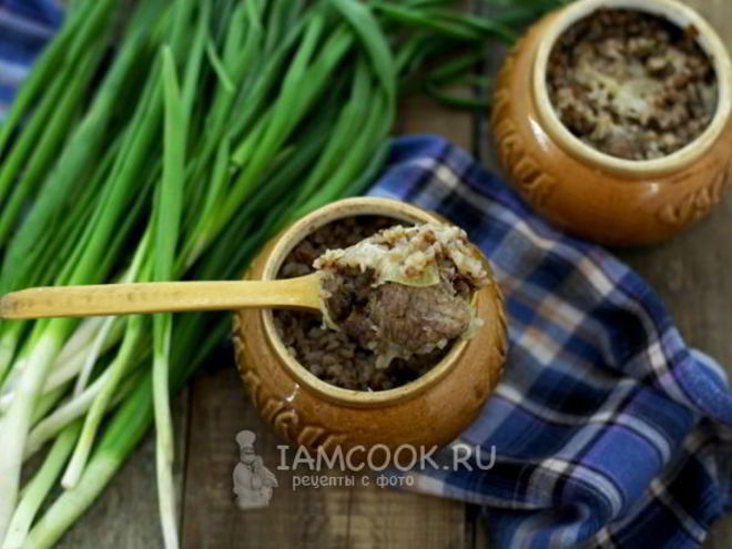 Рецепт гречки с мясом в горшочке