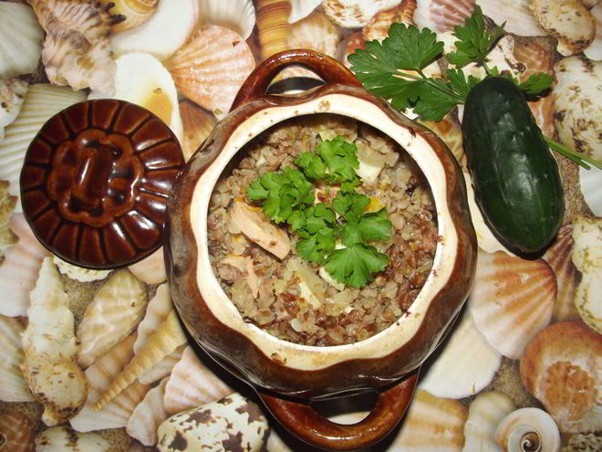 Рецепт гречки с патиссонами в горшочке