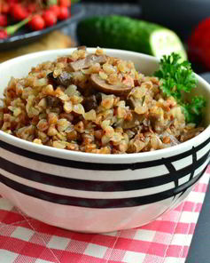 Гречка с шампиньонами в микроволновке