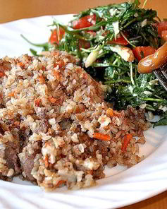 Гречка с тушенкой и грибами