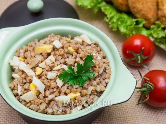 Рецепт гречневой каши с белыми грибами и яйцами