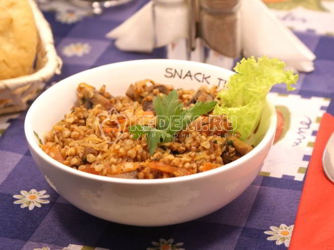 Рецепт гречневой каши с грибами и овощами
