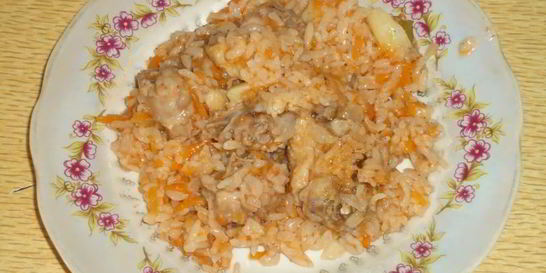 Каша рисовая с курицей на воде