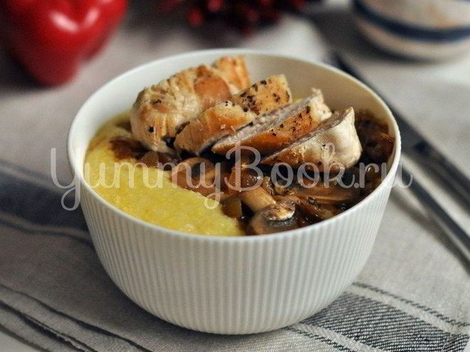 Рецепт кукурузной каши с курицей и грибами