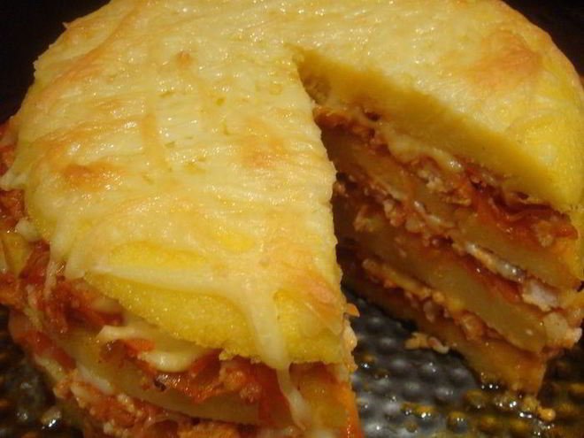 Рецепт поленты с фаршем и сыром