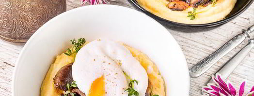 утренняя полента с грибами и яйцом пашот. Шаг 10