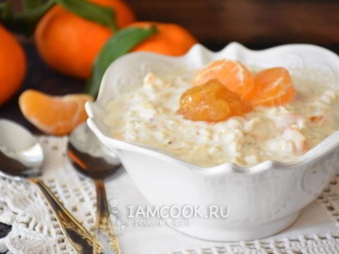 Рецепт ленивой овсяной каши с апельсиновым джемом