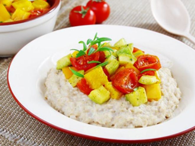 Рецепт овсяной каши с запеченными овощами и розмарином
