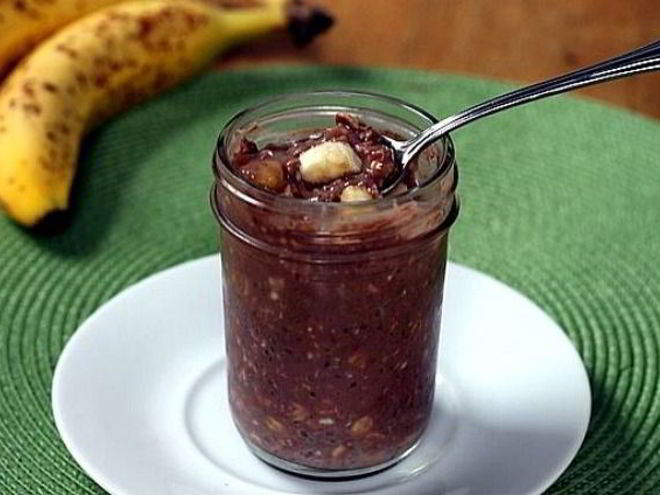 Рецепт овсянки в банке с бананом и какао