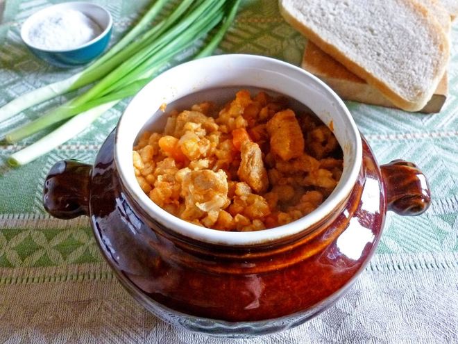 Рецепт каши с мясом в горшочке в духовке перловая