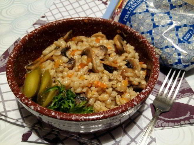 Рецепт перловой каши с грибами в духовке