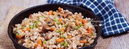 перловая каша с мясом, грибами и овощами. Шаг 4