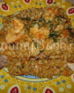 Перловая каша с томатом и курицей из мультиварки