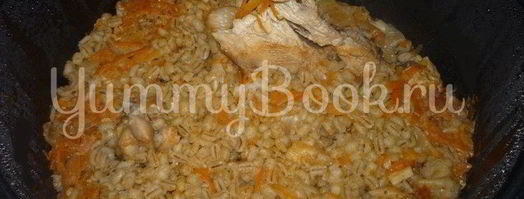 перловая каша с томатом и курицей из мультиварки. Шаг 8